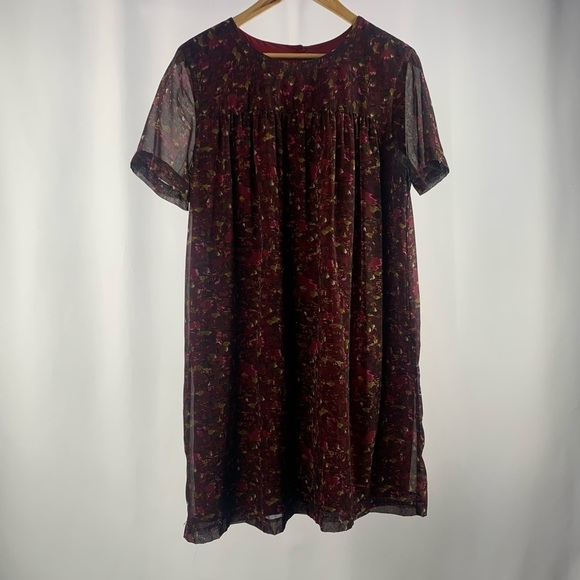 W118 by Walter‎ Baker Short Sleeve Floral Tunic Dress in Red Size Medium - Picture 1 of 4